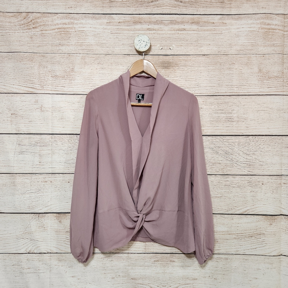 DL Long Sleeve Front Twist Blouse Dusty Mauve Large